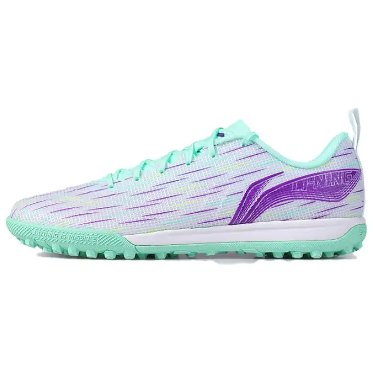 Li Ning Comfortable And Trendy TF Turf Artificial Turf Soccer Shoes Men's Blue White Purple