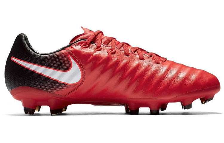 Nike TIEMPO LEGACY 3 Leather Cushioning Slip Resistant Abrasion Resistant Lightweight Soccer Shoes Men’s Red Black