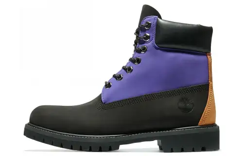 Timberland 6 Inch Premium Waterproof Boot 'Black Nubuck With Purple'