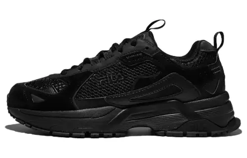 FILA Fire Cracker Fire Cracker Textile, Leather Low top Casual Shoes Unisex Black Korean Style