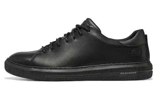 Skechers Wide Fit Synthetic Leather Breathable Low top Casual Shoes Men's Black