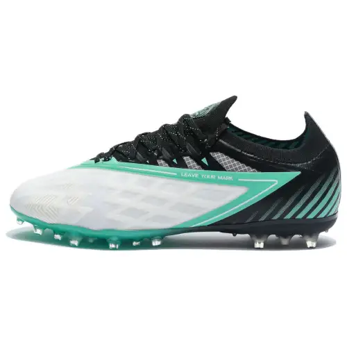 KELME Glimpse 1.0 Comfortable Lace Composite Field Professional Sports Low-top MG (Glue Short Nails) Fabric PU Leather Shock Absorbing Anti-Slip Breathable Football Shoes Same Style for Men and Women White Green