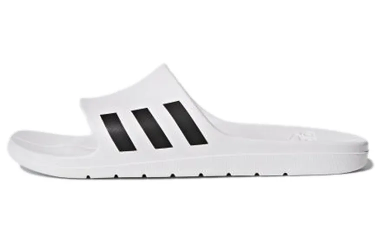 Adidas Cloudfoam Comfortable Rubber Sole Slip Resistant Slip Resistant Slide Slippers Unisex White Black