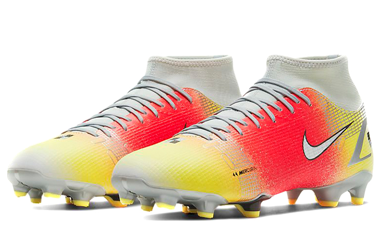 Мужские кроссовки Nike Mercurial Superfly 8 14 Academy MDS MG (серебристо-желтый) — 白/亮橙/金属银 — фото 3