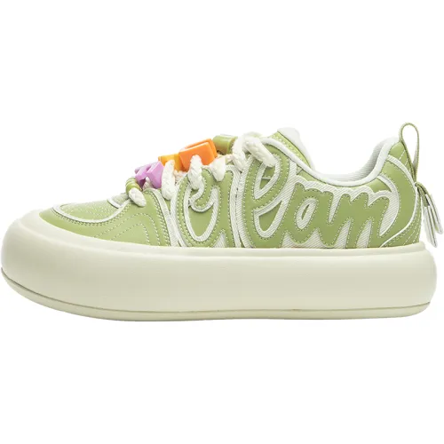 Li Ning Cream Puff Platform Low top Casual Shoes Women's Green White