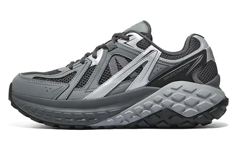 Skechers Monster Textile, Synthetic Leather Cushioning Coverage Support Low top Casual Shoes Men's Gray