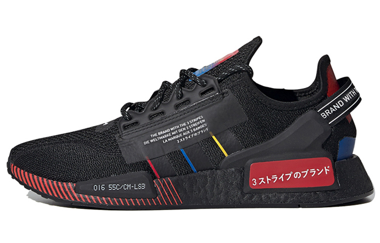 Adidas originals NMD_R1 fabric, sports trend, shock-absorbing, non-slip, wear-resistant, low-top, lifestyle shoes, same style for men and women, black and red colors
