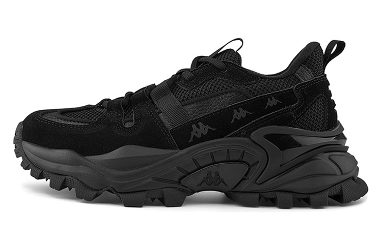 Kappa Fabric Retro Sports Cushioning Slip Resistant Abrasion Resistant Low top Casual Shoes Unisex Black