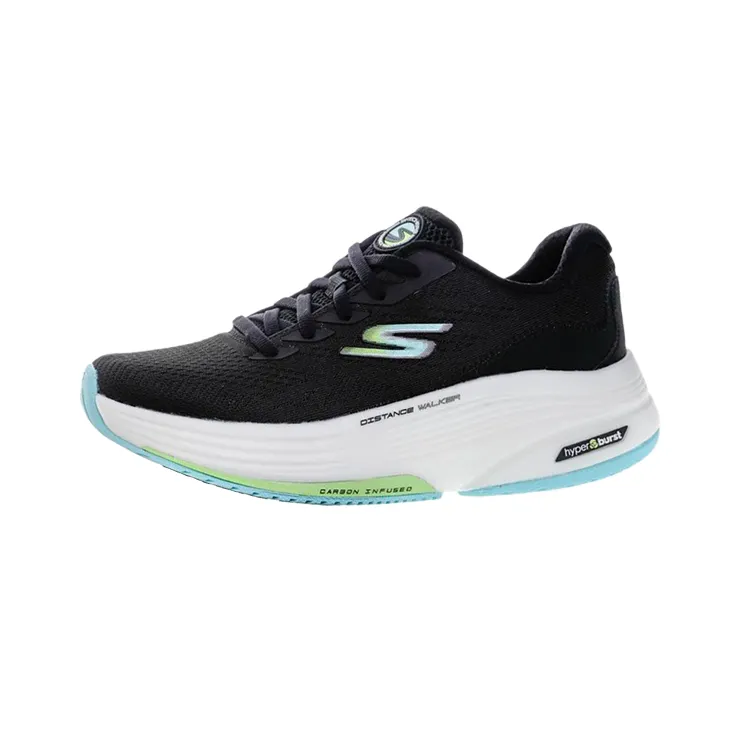 Skechers Go Walk Distance Walker PU, Mesh Cushioning Abrasion Resistant Breathable Low top Casual Shoes Women's Black