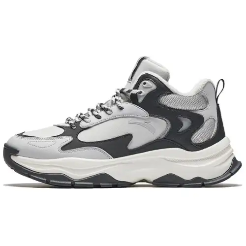 Anta Xunjie Fleece Lined, Comfortable Fashion Slip Resistant Thermal High top Casual Shoes Men's Gray Black
