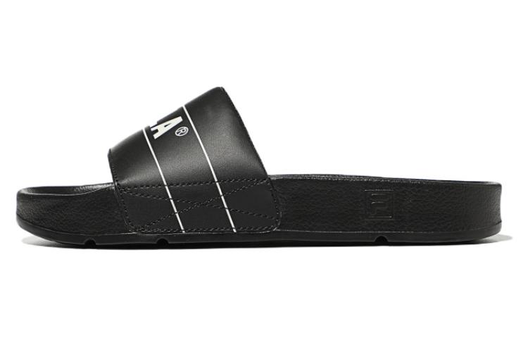FILA Drifter Lines Casual Sports Slippers Unisex Black White Korean Version 'Black White'
