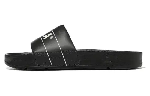 FILA Drifter Lines Casual Sports Slippers Unisex Black White Korean Version 'Black White'