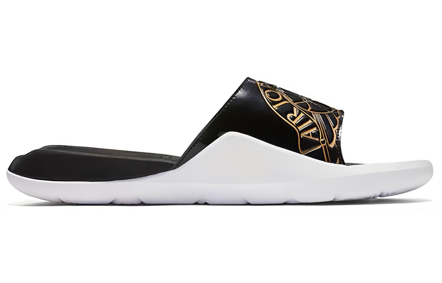 Мужские шлепанцы Jordan Hydro Retro 7 (черно-белые) — Чёрный / белый — фото 2