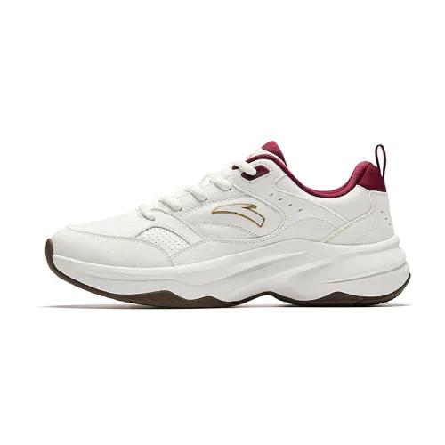 Anta ACE 2 Cushioning Height Increasing Abrasion Resistant Slip Resistant Low top Casual Shoes Women's White Red