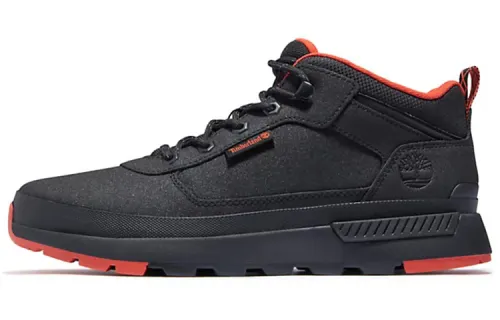 Timberland Field Trekker Leather Slip Resistant Abrasion Resistant Mid top Casual Shoes Men's Black Red