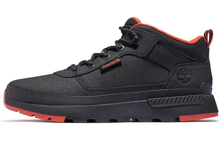 Timberland Field Trekker Leather Slip Resistant Abrasion Resistant Mid top Casual Shoes Men's Black Red