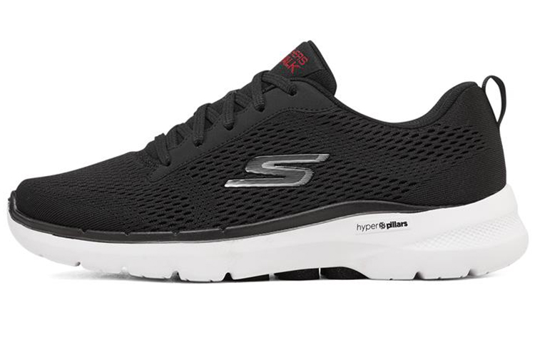 Skechers Skechers Go Walk 6 fabric simple and easy to wear low-top lifestyle shoes men's black and white