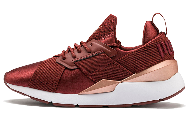 PUMA En Pointe Muse Satin Low Top Running Shoes Red/White/Golden Women's