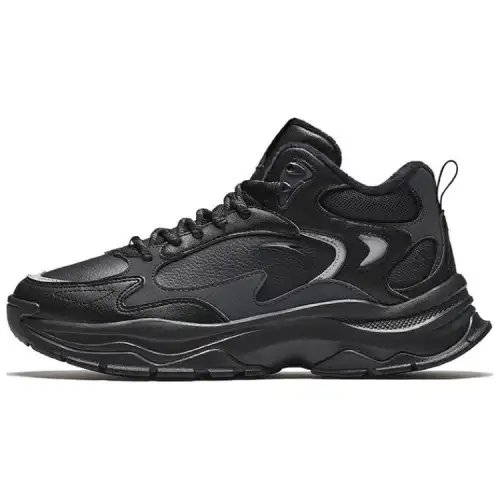 Anta Exploration, Fleece Lined Comfortable Slip Resistant Thermal High top Casual Shoes Men's Black Gray