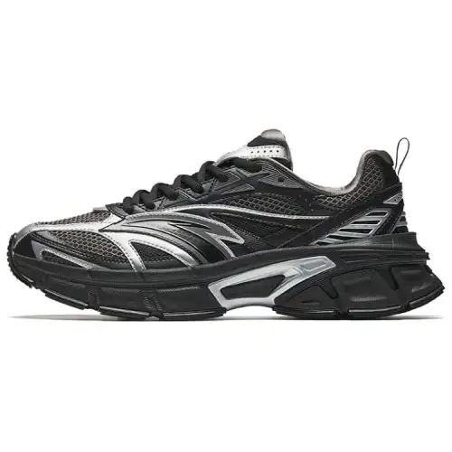 Anta Cormorant Slip Resistant Cushioning Low top Casual Shoes Men's Black Silver Gray