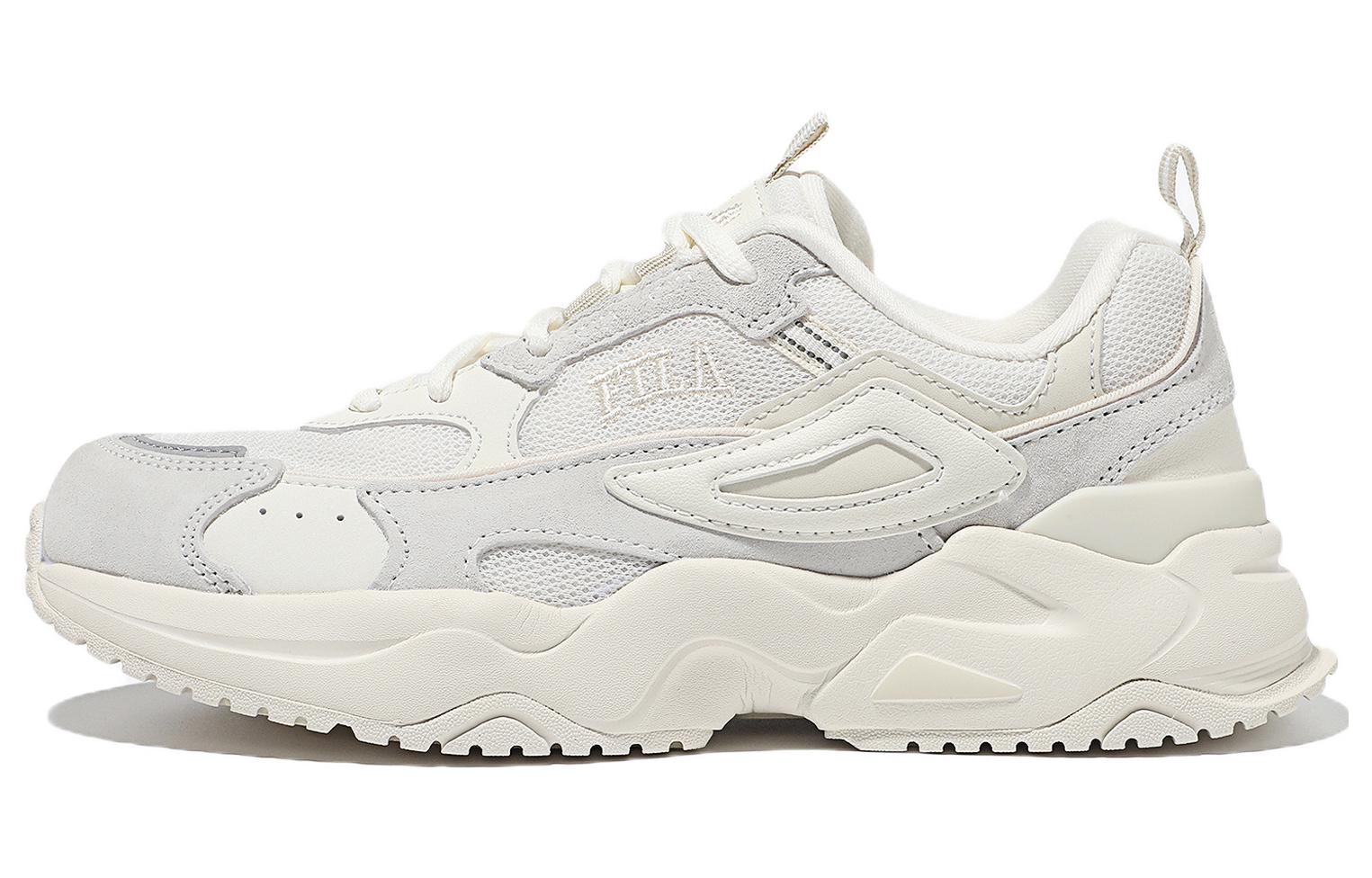 FILA Rayflide Textile, Leather Low top Casual Shoes Unisex White Gray Korean Style