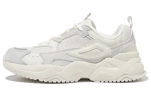 FILA Rayflide Textile, Leather Low top Casual Shoes Unisex White Gray Korean Style