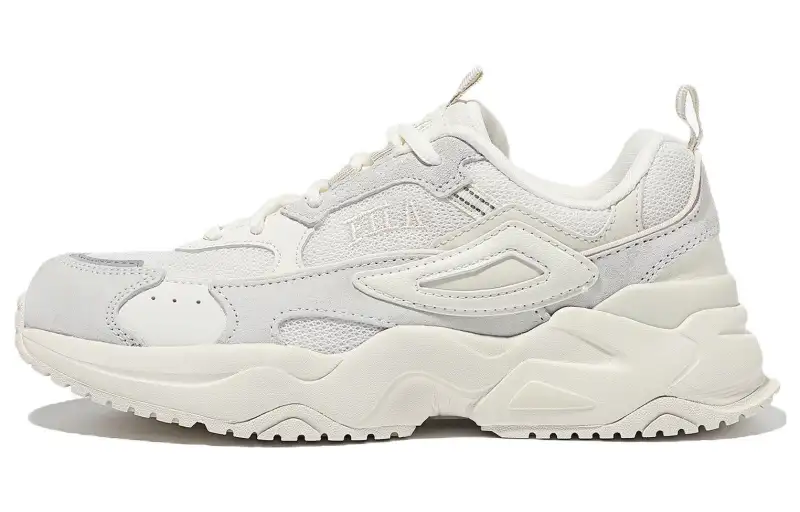 FILA Rayflide Textile, Leather Low top Casual Shoes Unisex White Gray Korean Style