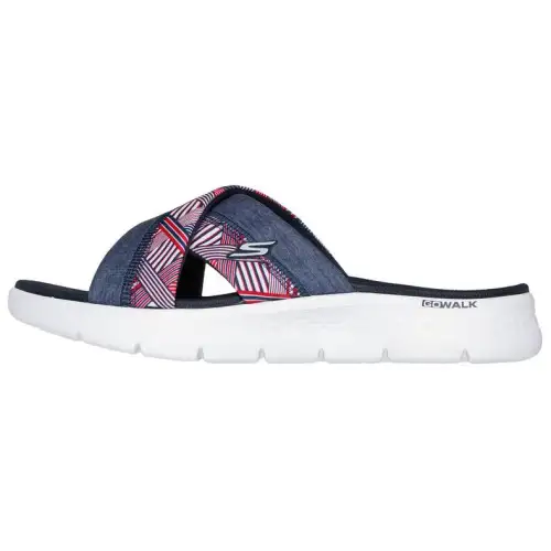 Skechers Go Walk Fle Slide Slippers Women's Blue Red