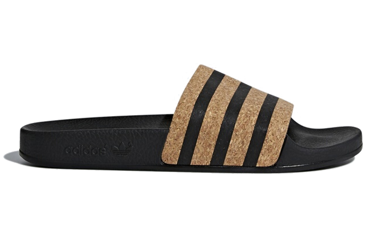 Женские шлепанцы adidas originals Adilette (черно-коричневые) — Чёрный / коричневый — фото 2