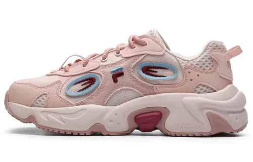 FILA FUSION Raccoon Textile, Synthetic Leather, TPU Sports Low top Casual Shoes Women's Gray Pink