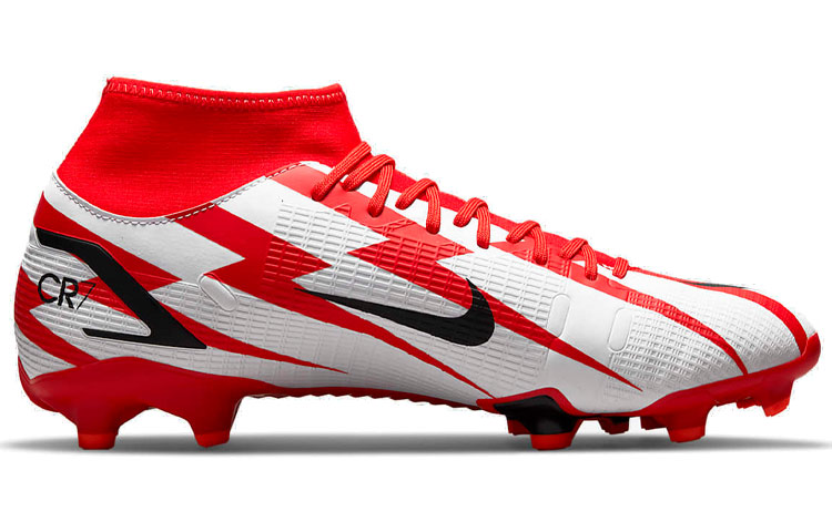 Футбольные бутсы Nike Mercurial Superfly 8 Academy CR7 MG FG (бело-черно-красные) — фото 2