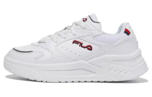 FILA Stride Synthetic Leather Low top Casual Shoes Women's Pure White Korean Style