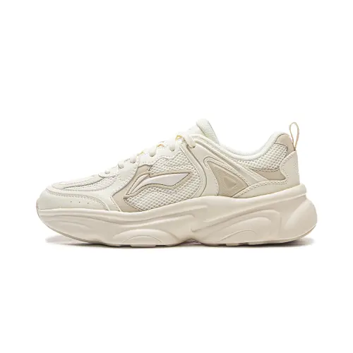 Li Ning Milk Coconut Lightweight Height Increasing Rebound Breathable Low top Chunky Sneakers Women's Beige