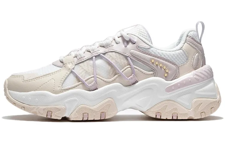 Li Ning New Pace Casual Shoes Women's Low Top Champagne White/Egg Milk Gray/Silent Purple
