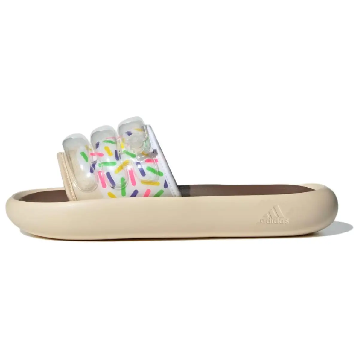 Adidas Slip Resistant Slide Slippers Unisex Beige Brown