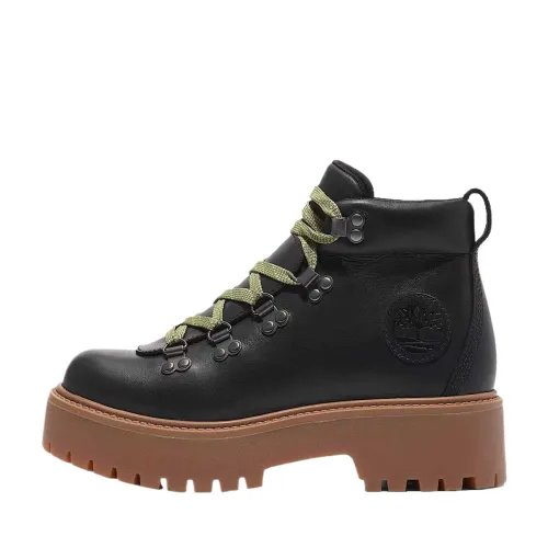 Timberland Stone Street Leather Ankle Length Combat Boots Women's Black