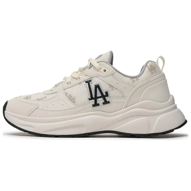 MLB Fast Ball Classic Monogram Vintage Low-top Running Shoes Unisex Milk White