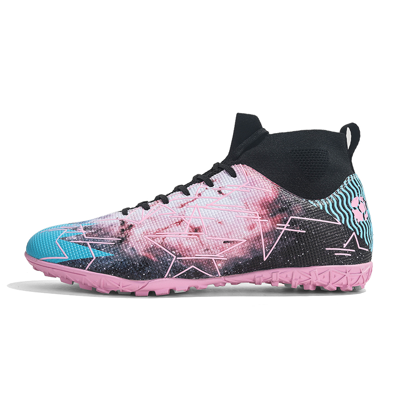Jifffly Cushioning Slip Resistant Abrasion Resistant Breathable Support Soccer Shoes Unisex Nebula Pink
