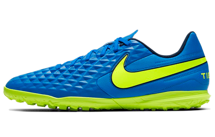Nike Tiempo Legend 8 Jr. Club round toe lace-up TF (glue spikes) hard grass artificial grass anti-slip wear-resistant balance football shoes men and women same style blue green