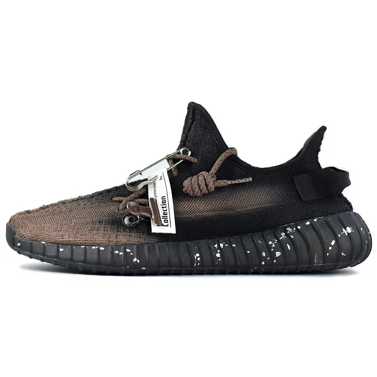 Adidas Originals Yeezy Boost 350 V2 Snake Rubbing Comfortable Slip Resistant Low top Casual Shoes Unisex Black Brown