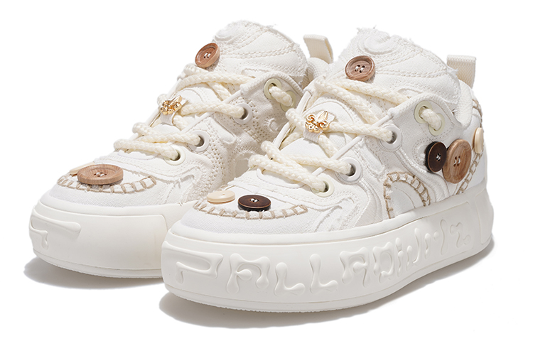 Palladium Button Shoes Canvas Height Increasing Breathable Rebound Low top Sports Casual Shoes Unisex Ecru