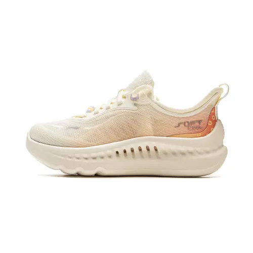 Li Ning SOFT COOL 2 Cushioning Abrasion Resistant Breathable Lightweight Low top Casual Shoes Women's Beige Orange