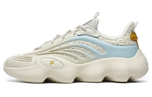 FILA FUSION Ray 3 PU, Textile, Synthetic Leather Cushioning, Wear Resistant Low top Casual Shoes Women's Yellow Gray