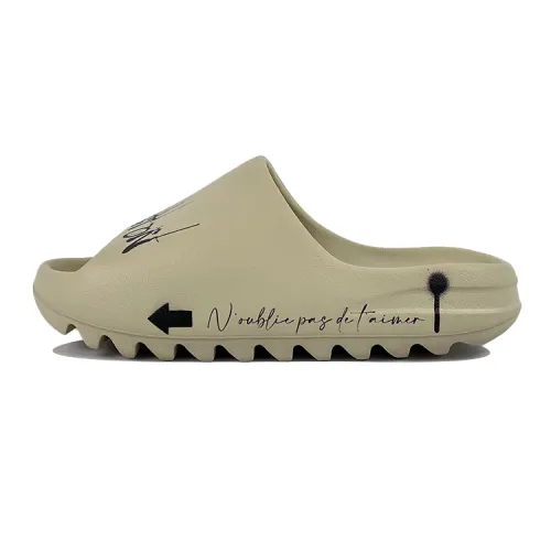 Adidas Originals Yeezy Slide Slip Resistant Slide Slippers Unisex Beige Black