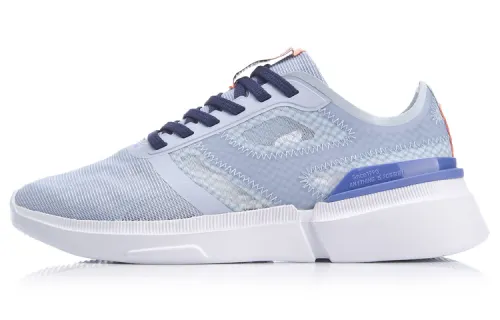 Li Ning Element Textile, TPU Breathable And Lightweight Low top Running Shoes Women's Light Bright Blue