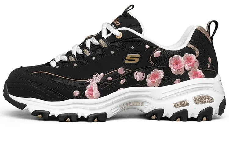 Skechers D'Lites 1.0 Textile, Leather Low top Casual Shoes Women's Black
