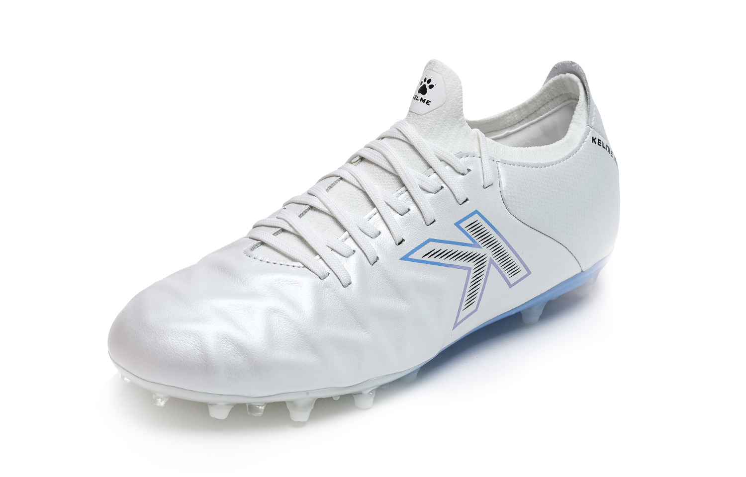 KELME MG Multi Ground Slip Resistant Abrasion Resistant Soccer Shoes Unisex White Blue