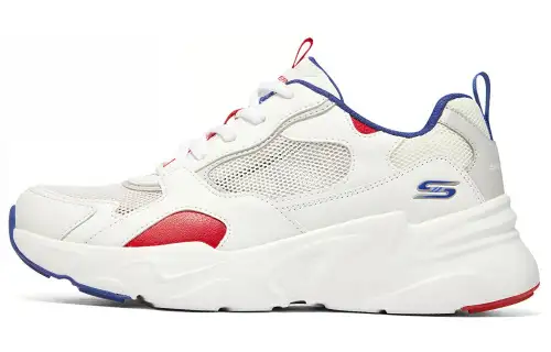 Skechers BOBS BAMINA Textile, Synthetic Leather Mid top Casual Shoes Women's White Blue Red