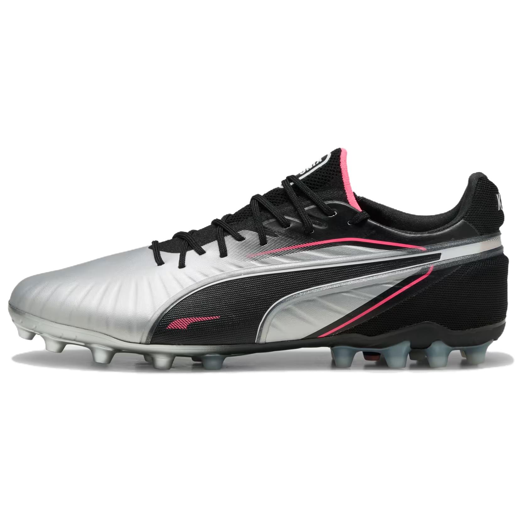 PUMA King Ultimate Comfortable Round Toe MG Multi Ground Artificial Turf Soccer Shoes Men’s Silver Black