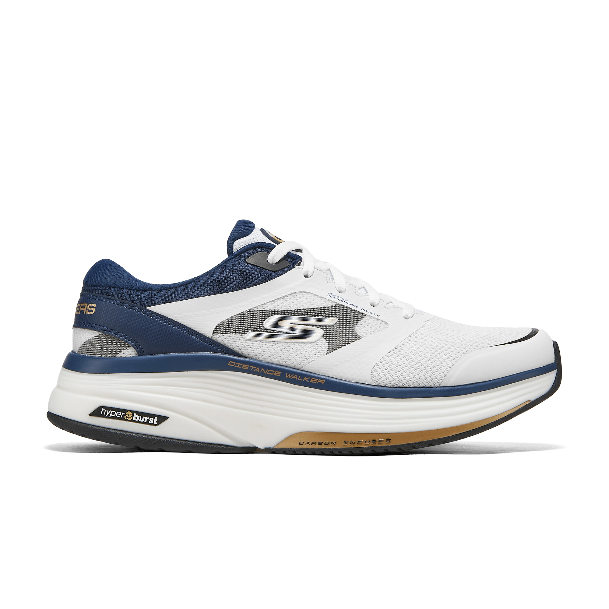 Skechers Go Walk Distance Walker Comfortable Round Toe Low top Training Shoes Men’s White Marine Blue